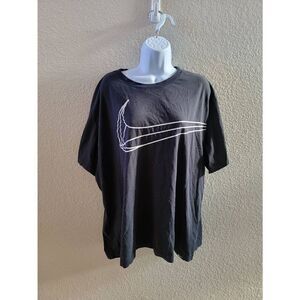The Nike Tee Men's Black Dri-Fit Short Sleeve Swoosh Graphic T-shirt Size XXL